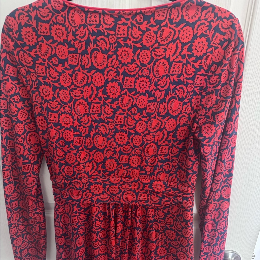 Boden Mabel Floral Dress 6R Long Red Blue - Picture 6 of 12
